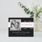 Save the Date Postcard Foto 03 Weiß Ankündigungspostkarte (Stehend Vorderseite)