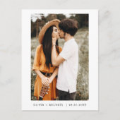 Save the Date Postcard Foto Minimalistisches Skrip Postkarte (Vorderseite)
