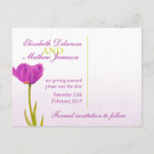 Save the Date Postcard lila Tulpenkunst Ankündigungspostkarte (Rückseite)