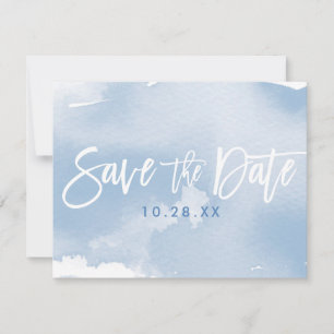 SAVE THE DATE POSTCARD Moderne blass blaue Aquarel
