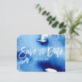 SAVE THE DATE POSTCARD Moderne Marineblau (Stehend Vorderseite)