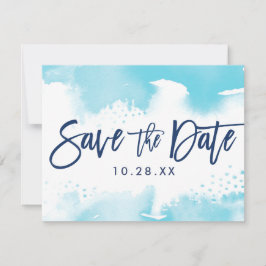 SAVE THE DATE POSTCARD Modernes Aqua-Blau