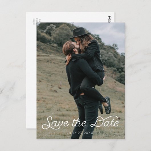 Save the Date Postcard - Modernes Drehbuch Postkarte (Vorne/Hinten)