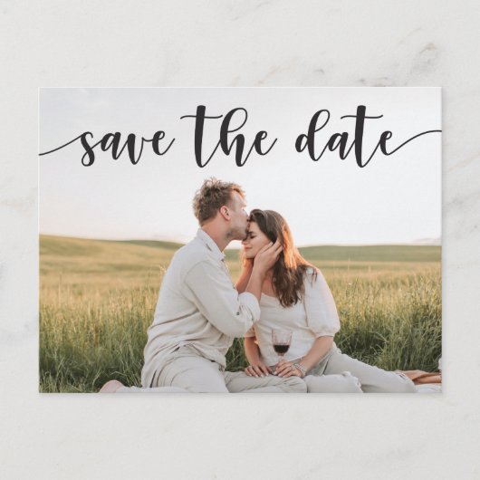 Save the Date Postcard - Rustikale Schrift Postkarte (Vorderseite)