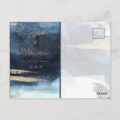 Save the Date Postcard Sapphire Seas Blue Gold Postkarte (Rückseite)