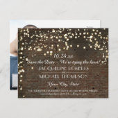 Save the Date Postcard String Lights Brick (Vorne/Hinten)