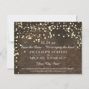 Save the Date Postcard String Lights Brick