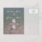 Save the Date Postcard - Tropical Beach Wedding Ankündigungspostkarte (Rückseite)