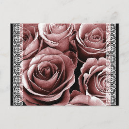 Save the Date Postcard VINTAG PINK Roses Ankündigungspostkarte