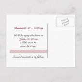 Save the Date Postcard VINTAG PINK Roses Ankündigungspostkarte (Rückseite)