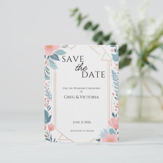 Save the Date Postkarte (Stehend Vorderseite)
