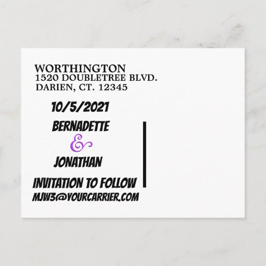 SAVE THE DATE Postkarte (Rückseite)