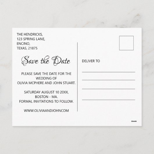 Save the Date Postkarte (Rückseite)