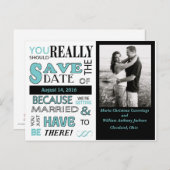 Save the Date Postkarte (blau) (Vorne/Hinten)