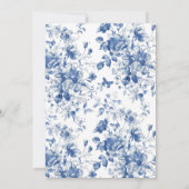 Save the Date Postkarte, blau mit Blume (Rückseite)