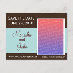Save the Date Postkarte - Braun und hellblau