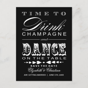 Save the Date Postkarte   Champagne Theater Bill