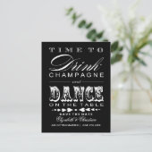 Save the Date Postkarte ||Champagne Theater Bill (Stehend Vorderseite)