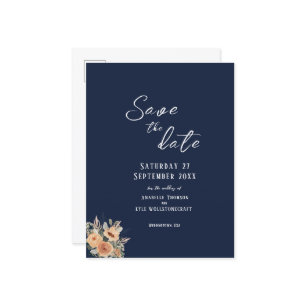Save the Date Postkarte - Elegantes Blumenblau