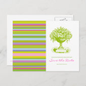 SAVE THE DATE, Postkarte, farbiger Chic Ankündigungspostkarte (Vorne/Hinten)