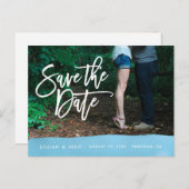 Save the Date Postkarte, Fotokarte, Aquarellfarbe Ankündigungspostkarte (Vorne/Hinten)