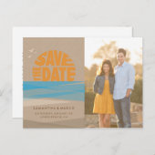 Save the Date Postkarte, Fotokarte, Strandhochzeit Ankündigungspostkarte (Vorne/Hinten)