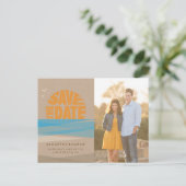 Save the Date Postkarte, Fotokarte, Strandhochzeit Ankündigungspostkarte (Stehend Vorderseite)