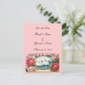 Save the Date Postkarte für benutzerdefinierte Ros (Stehend Vorderseite)