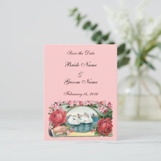 Save the Date Postkarte für benutzerdefinierte Ros (Stehend Vorderseite)