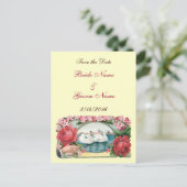 Save the Date Postkarte für benutzerdefinierte Ros (Stehend Vorderseite)