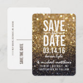 Save the Date/Postkarte - Gold Lit Nite Date (Vorne/Hinten)