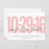 Save the Date Postkarte, großes Datum, rosafarben Ankündigungspostkarte (Vorne/Hinten)