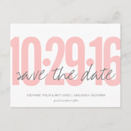 Save the Date Postkarte, großes Datum, rosafarben Ankündigungspostkarte