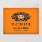 Save the Date Postkarte - Halloween Orange & Black (Vorderseite)