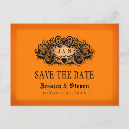 Save the Date Postkarte - Halloween Orange & Black