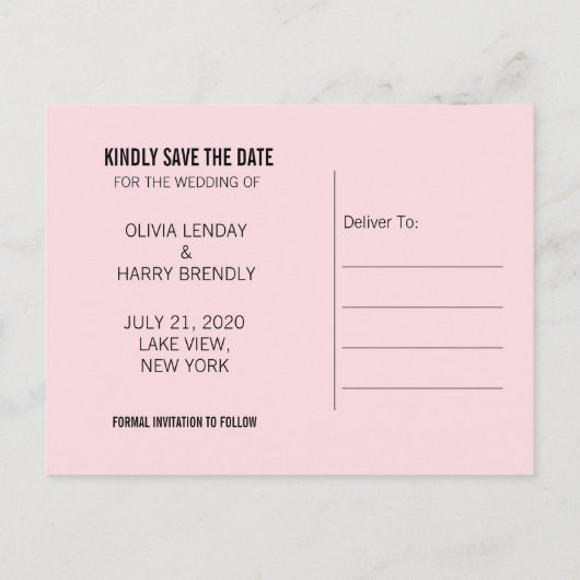 Save the Date Postkarte | Imitats Foil Gold Heart (Rückseite)