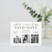 Save the Date Postkarte in Dunkelgrün (Stehend Vorderseite)