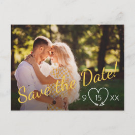 Save the Date Postkarte in Gelb und Grau