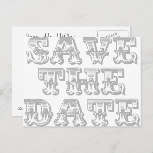 Save the Date Postkarte in Silbergrau (Vorne/Hinten)