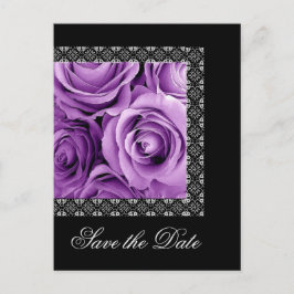 Save the Date Postkarte LILA Rose SILVER Spitze