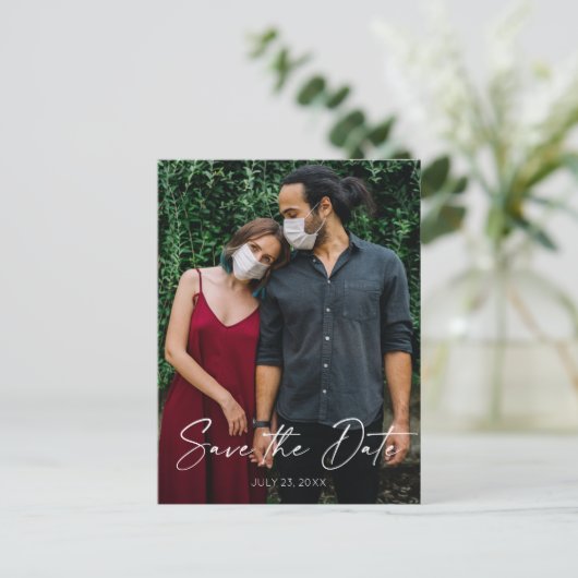 Save the Date Postkarte - Minimales Skript (Stehend Vorderseite)