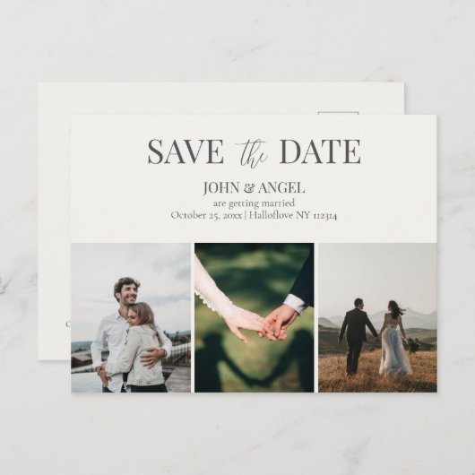 Save the Date Postkarte, Minimalistisch Save the D Postkarte (Vorne/Hinten)