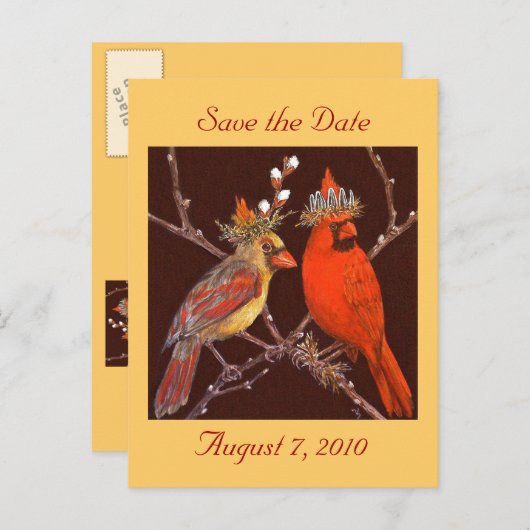 Save the Date Postkarte mit Kardinal (Vorne/Hinten)