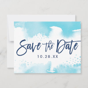 SAVE THE DATE POSTKARTE moderne aqua blaue Wasserf