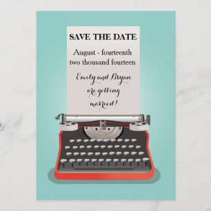 Save-the-Date-Postkarte - Vintage-Schreibmaschine Einladung