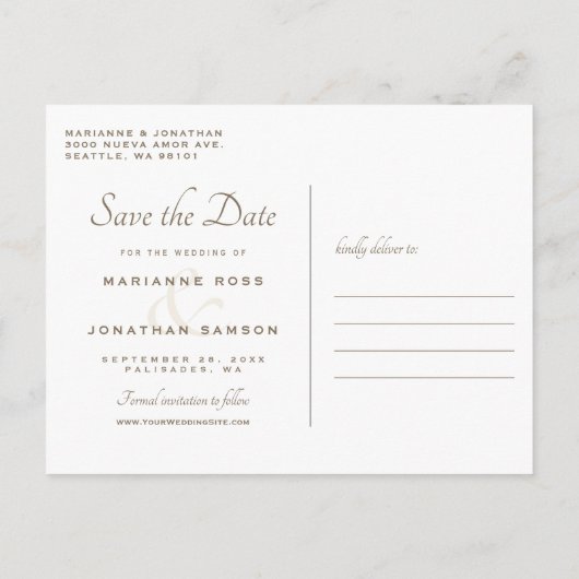 Save the Date Postkarten Black & Gold Foil Mandala (Rückseite)