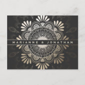 Save the Date Postkarten Black & Gold Foil Mandala (Vorderseite)