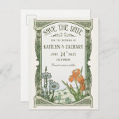Save the Date Postkarten | Floral Art Nouveau (Vorne/Hinten)