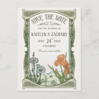 Save-the-Date-Postkarten | Floral Art Nouveau