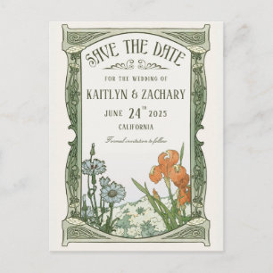 Save-the-Date-Postkarten Floral Art Nouveau Ankündigungspostkarte